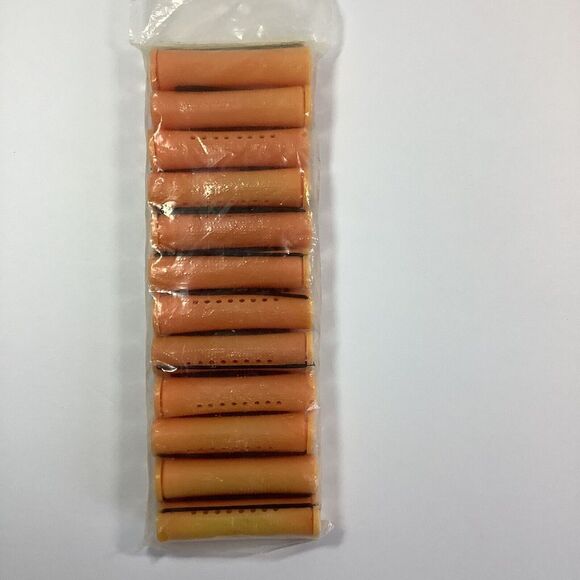 VINTAGE PERM RODS‎ Salon Care 12 Rods 100% Natural Rubber Bands Orange Curlers - Picture 3 of 5